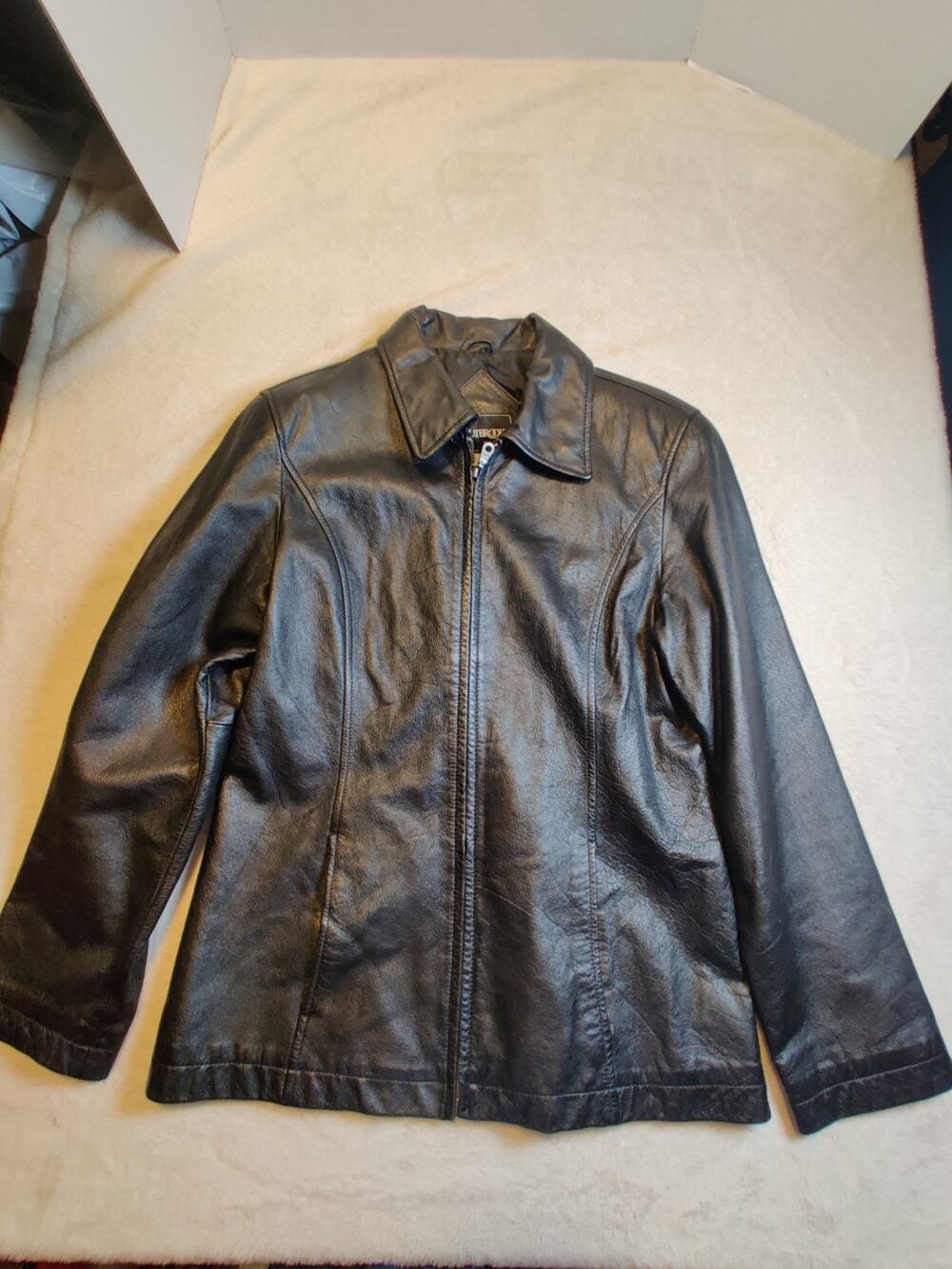 Outbrook Vintage Genuine Leather Women’s Black Jacket Size Small Biker Bomber